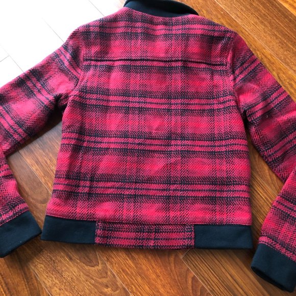 Vans Plaid Flannel Look Red Zip Up Bomber Jacket Size Medium - Picture 2 of 10